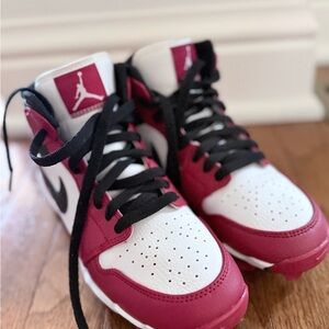 Nike Jordan 1 Mid FastFlex Kids’ Multisport Cleats Red and White